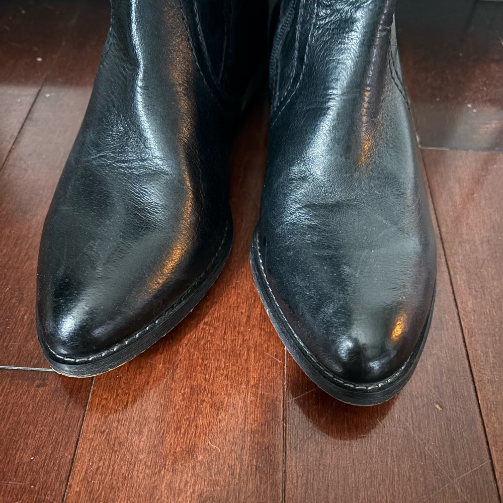 Black Leather Knee-High Boots